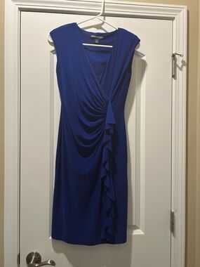 Elegant Royal Blue Draped Sheath Dress